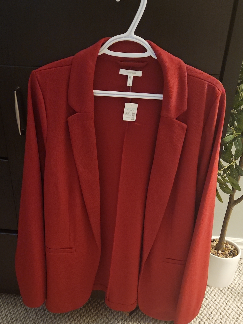 Maurice's Women's Red Open-Front Thin Blazer Jacket